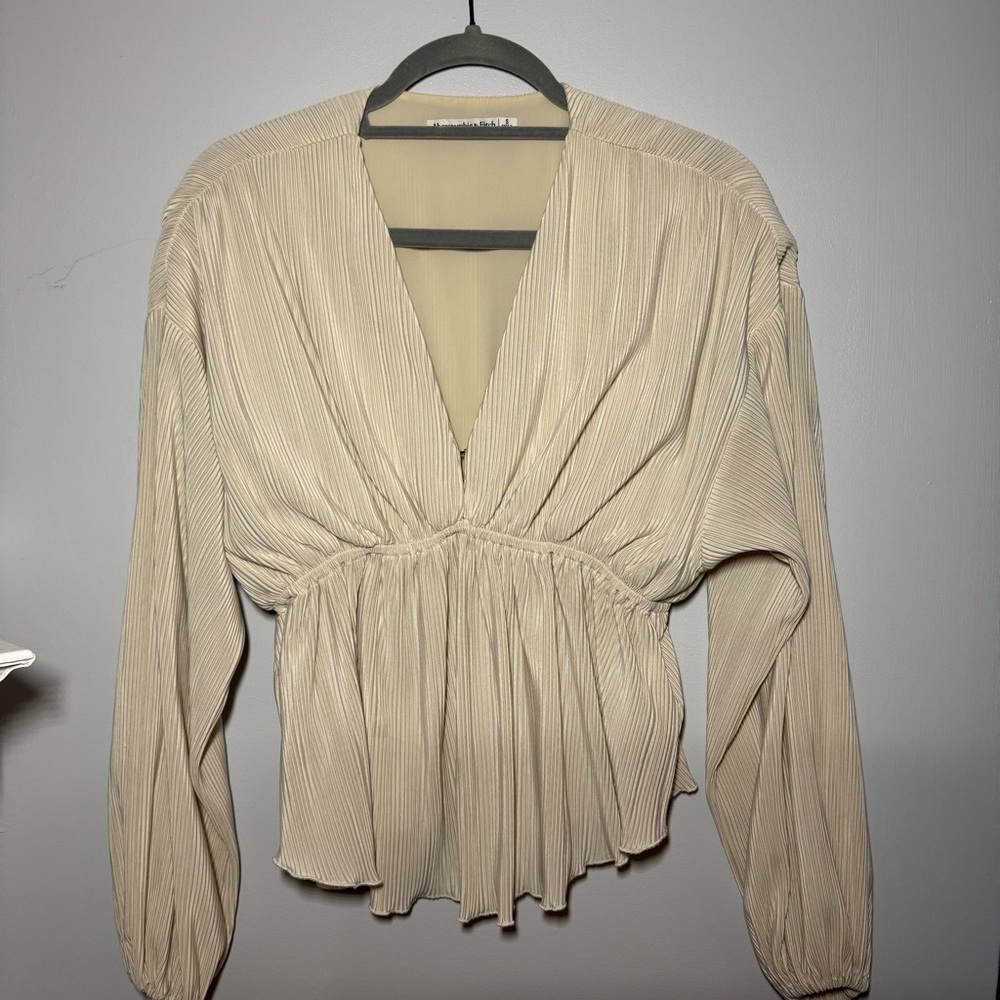 Abercrombie & Fitch Cream Ribbed Small Blouse